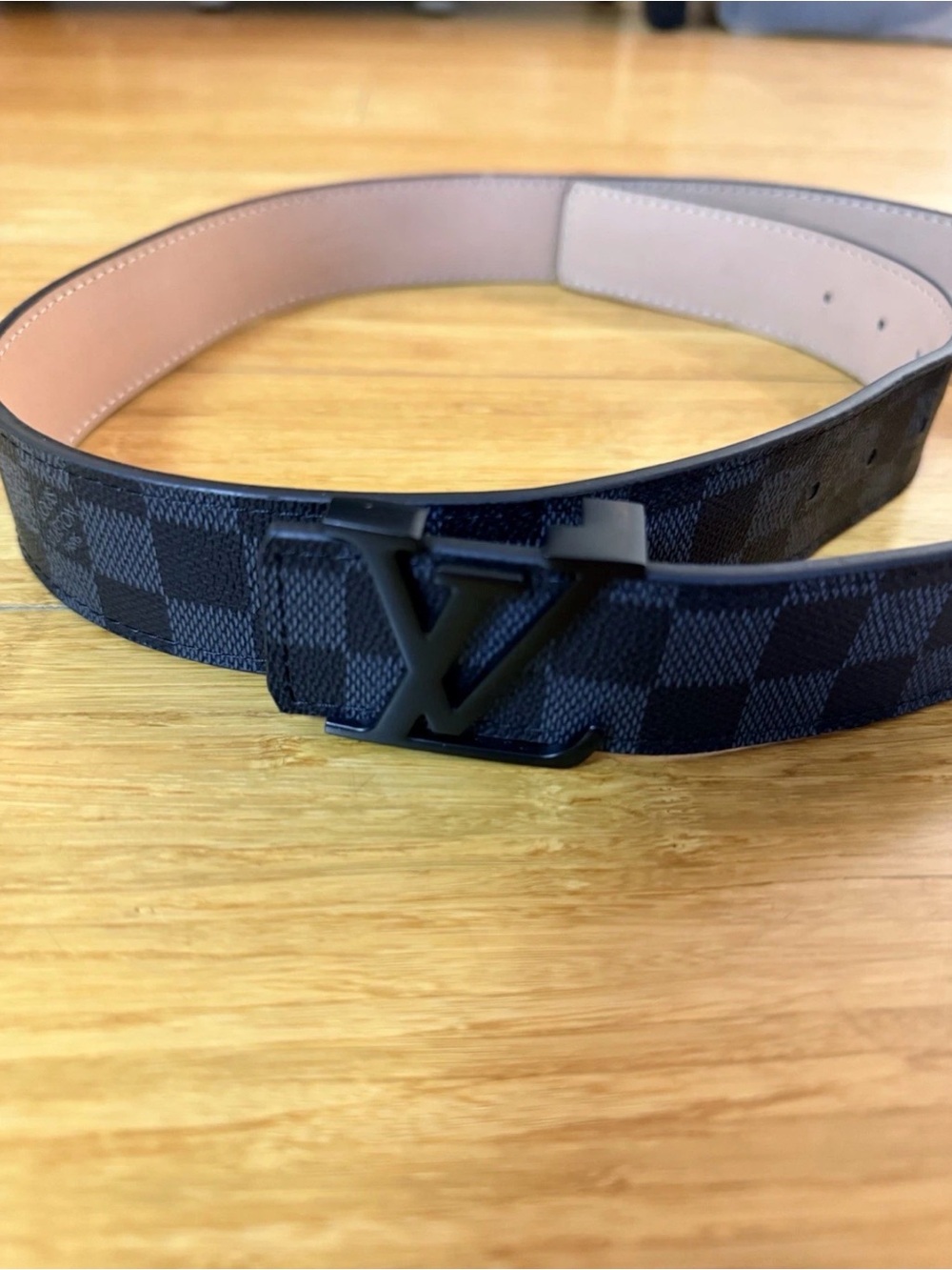 Louis Vuitton Black Damier Graphite LV Buckle Belt